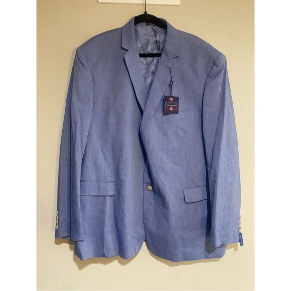 Saddlebred NWT Big & Tall Blue Chambray Sports Coat Cotton, Size 50, MSRP $125 - Picture 2 of 13